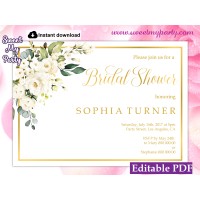 Ivory roses Bridal Shower invitation template, (123)